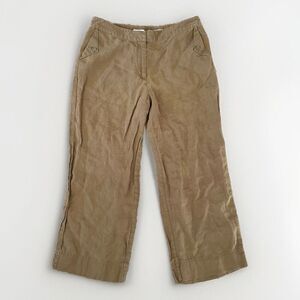J. Jill 100% Linen‎ Cropped Wide Leg Pants SIZE 8 Brown Chambray Crop Pockets